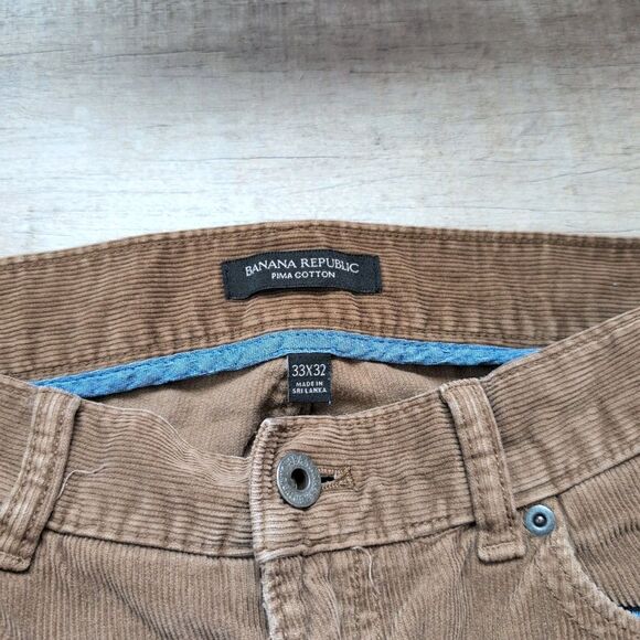 Banana Republic Pants Mens 33x32 Brown Slim Fit Corduroy Stretch Washwell - Picture 3 of 6